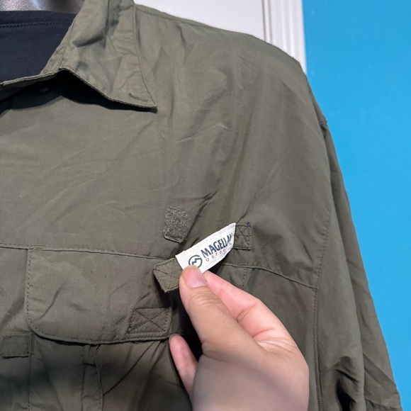 Magellan Outdoors Green Casual Button Down Shirt Short Sleeve - Picture 3 of 16
